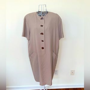 Evan Picone Beige Dress Unique Animal Buttons Perfect Professional Attire SZ 14